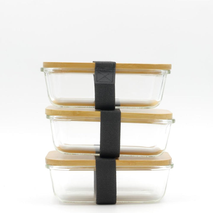 Glasbehälter NIZZA 3er-Sets mit Bambusdeckel Vorratsglas Aturel
