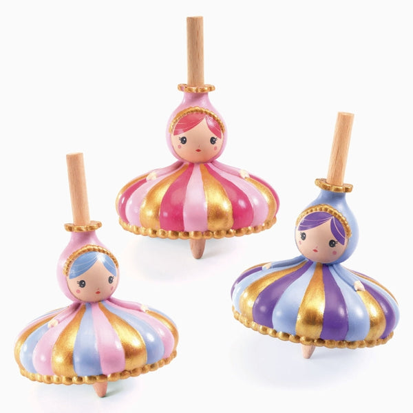 Holzspielzeug KREISEL PRINZESSIN 3er Set für Kinder von Djeco Spielzeug Djeco Djeco