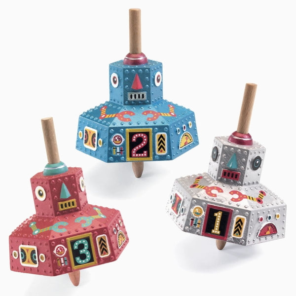 Holzspielzeug KREISEL ROBOTER 3er Set für Kinder von Djeco Spielzeug Djeco Djeco