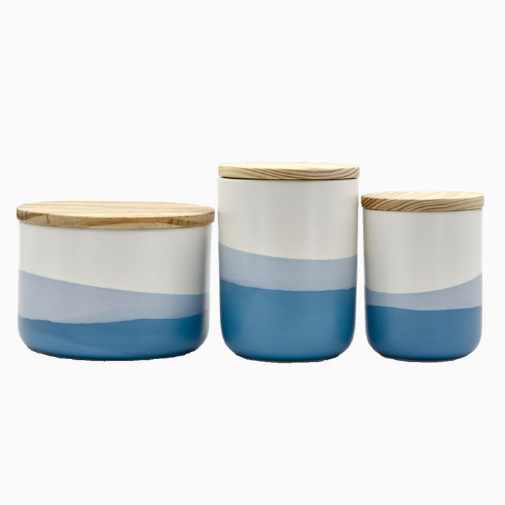 Keramikdose CANNES 3er-Sets mit Holzdeckel Keramikdose Aturel