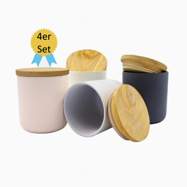 Keramikdose PARIS 4er-Set mit Holzdeckel Keramikdose Aturel