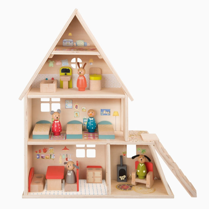 Puppenhaus LA GRANDE FAMILLE aus Holz für Kinder von Moulin Roty Spielzeug Moulin Roty Moulin Roty